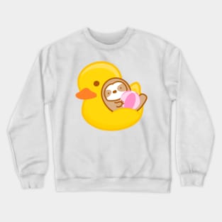 Cute Summer Rubber Duckie Float Sloth Crewneck Sweatshirt